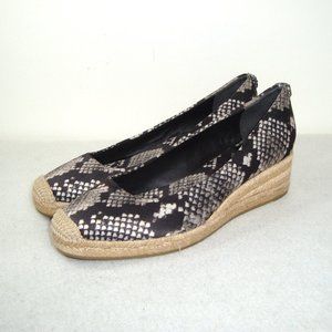 TORY BURCH Satin Reptile Print Wedge Espadrilles Size 6.5